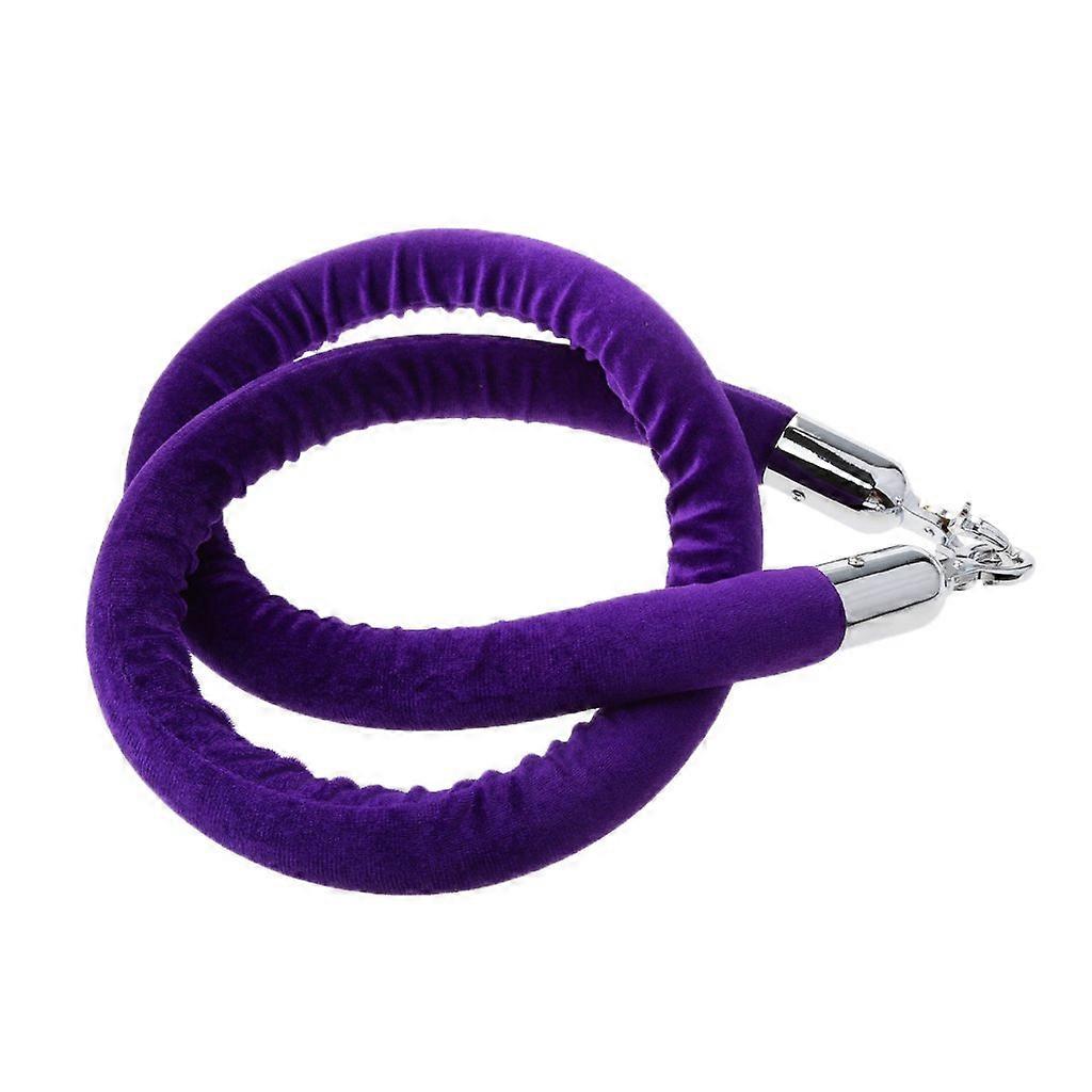 Stanchion Rope Velvet 1.5 m Purple Queue Barrier Rope with Polished Hooks, Quantity Control Rope for Events and Venues