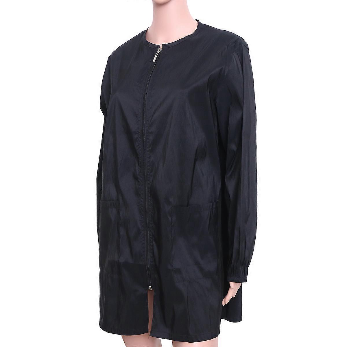 Hairdressing Cape with Zipper Pocket, Breathable Salon Apron for Stylists, Quick Dry Fabric, Black Work Smock