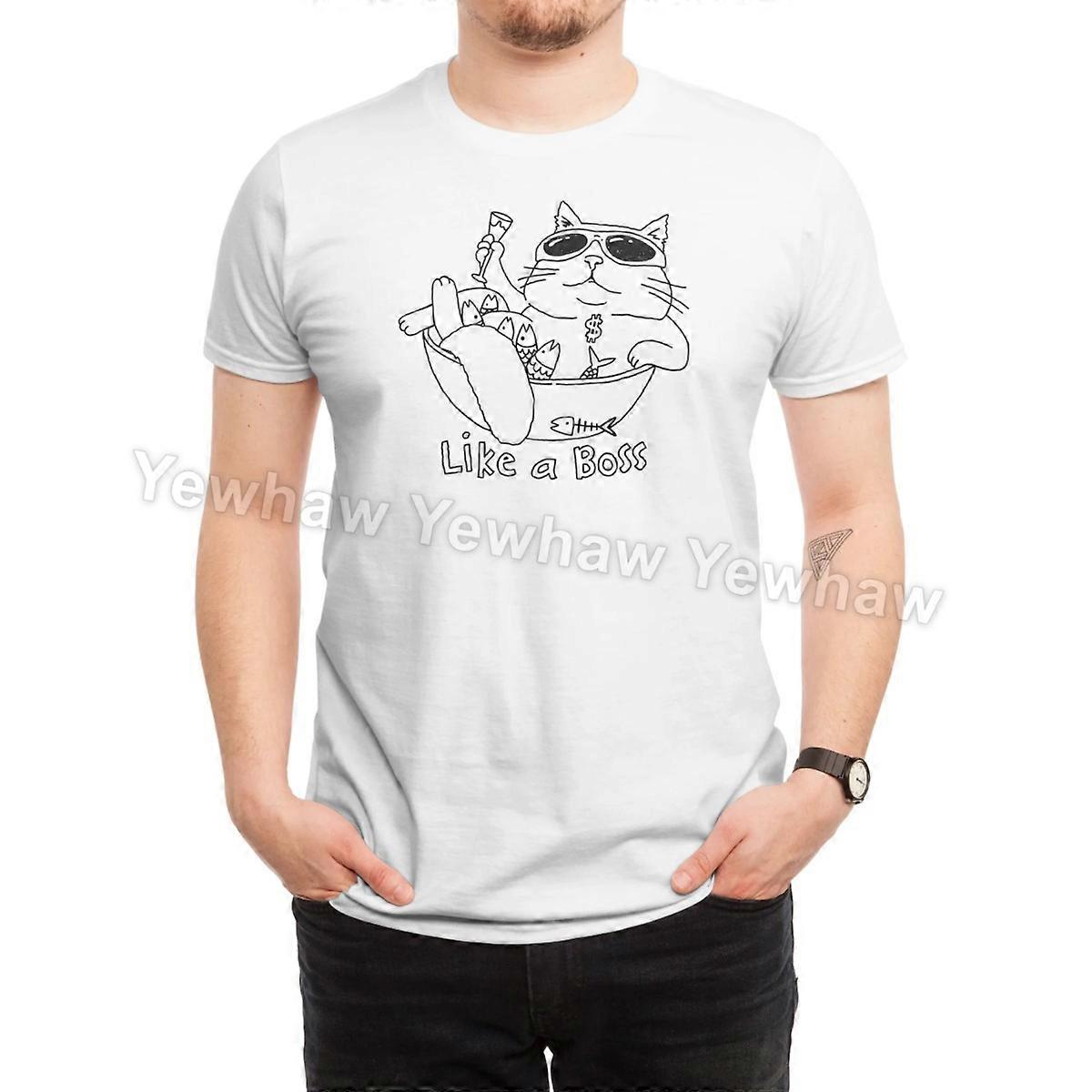 Som en sjef T-skjorte katt solbriller fisk humor selvsikker