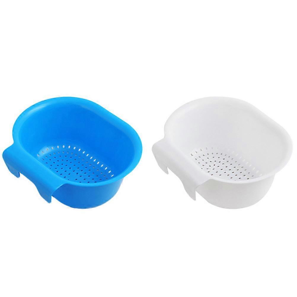 Multi Functional Drain Basket Fruit Washing Tool Storage Sink Basket Students Saving Blue 2Pcs