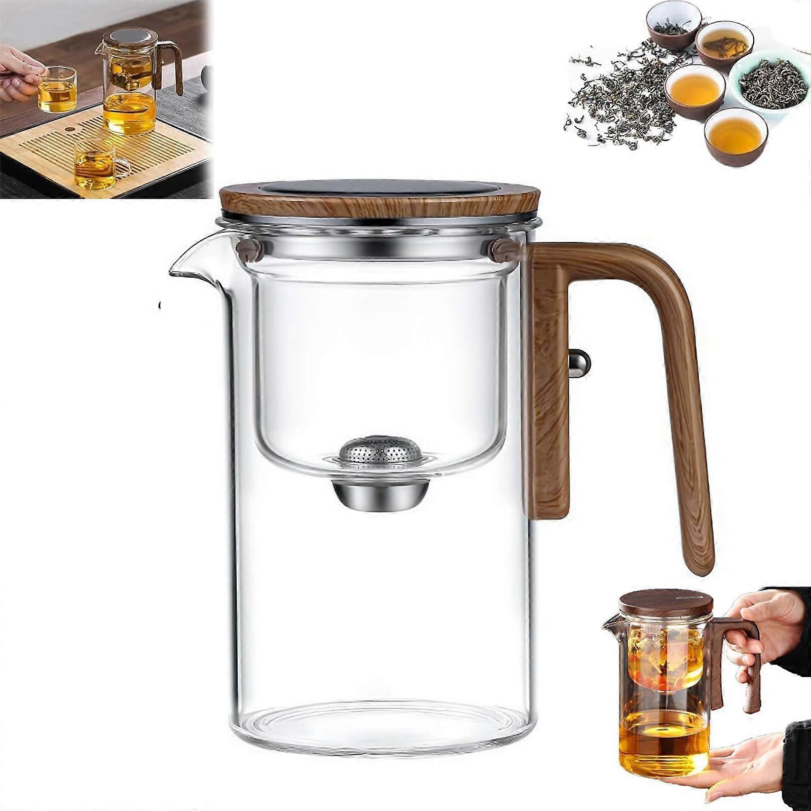 Magic Glass Teapot with Wooden Handle White, 720ml
