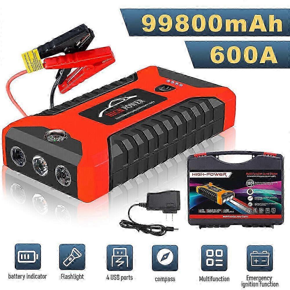Portable Vehicle Jump Starter for Emergency Battery Boosting and Multi-Function Power Supply