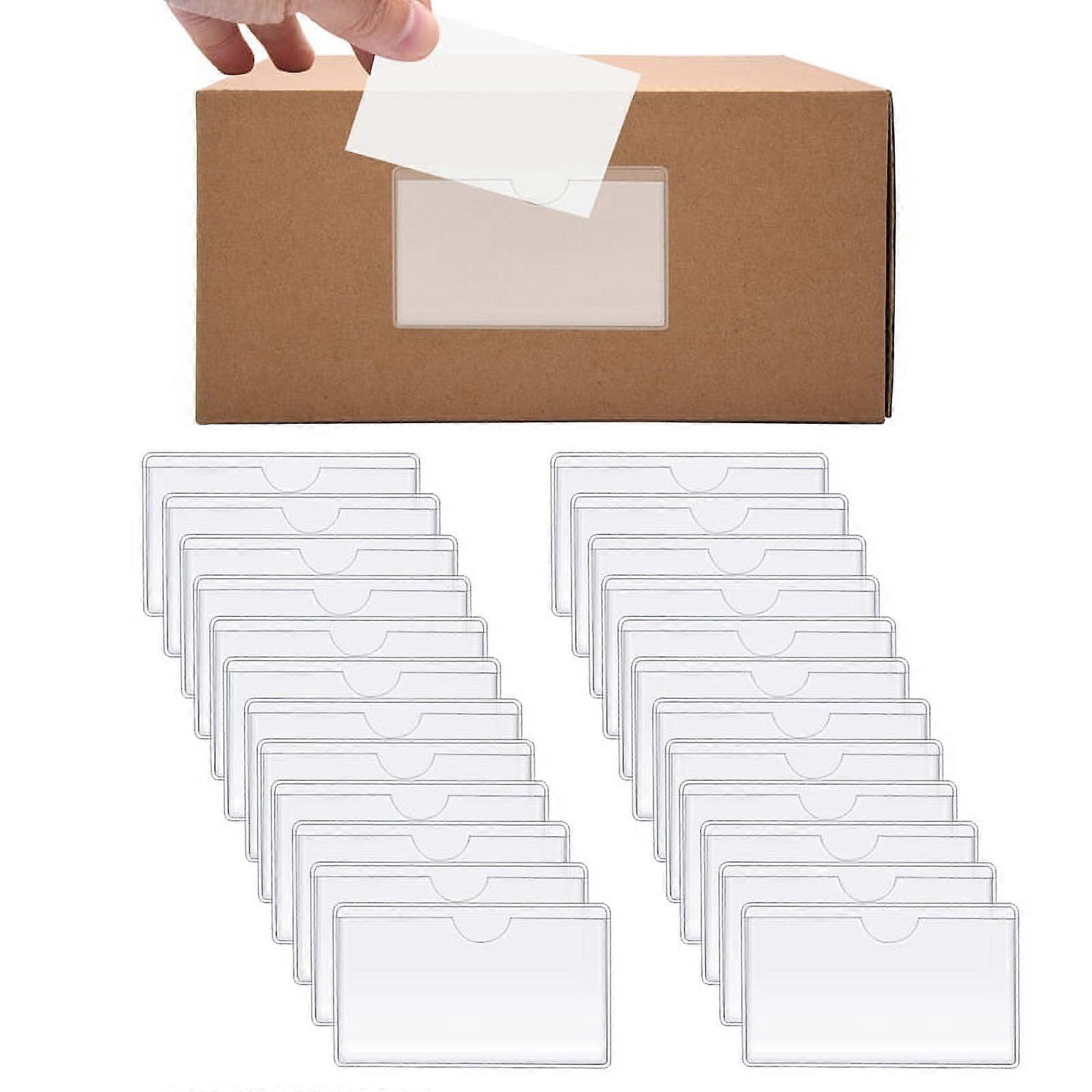 60Pcs -Adhesive Label Holder Card Pockets Label Holder Clear Library Card Holders with Top Open for Index Cards