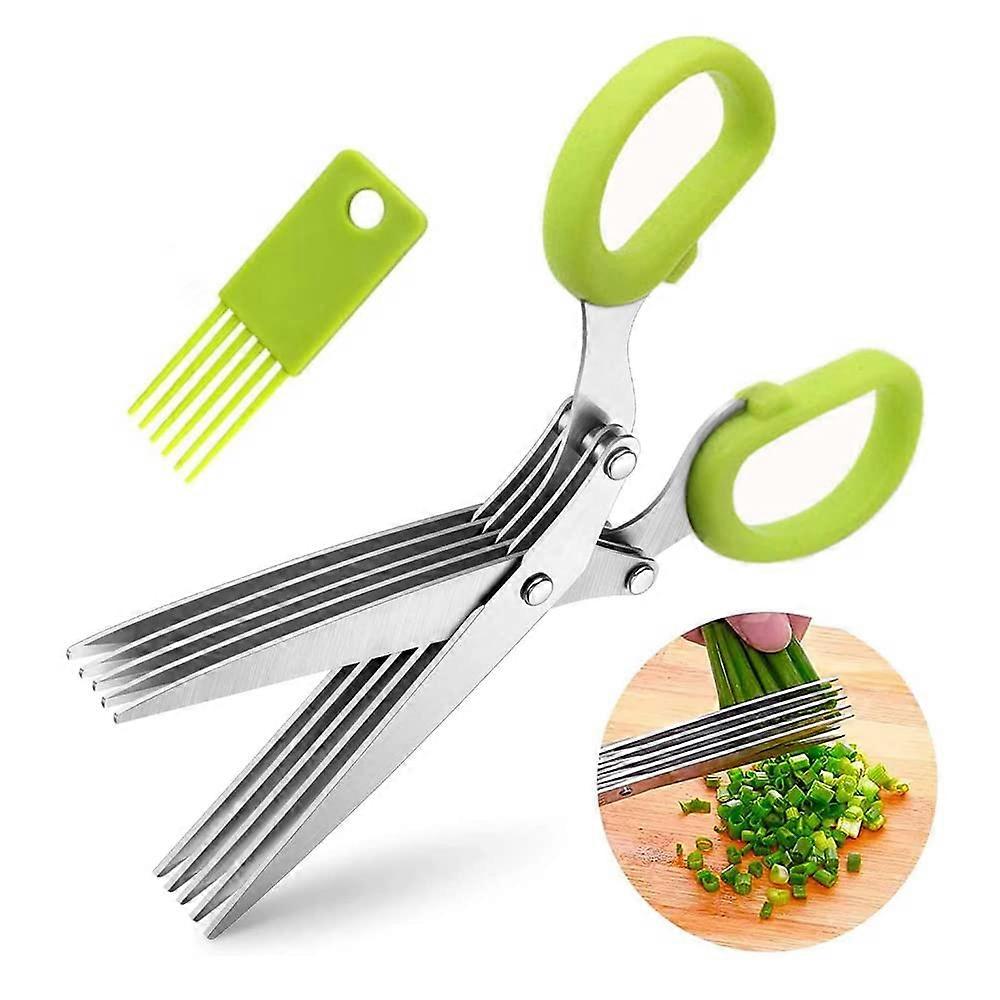 Herb Scissors, Kitchen Scissors Stainless Steel 5 Blades for Chopping Herbs
