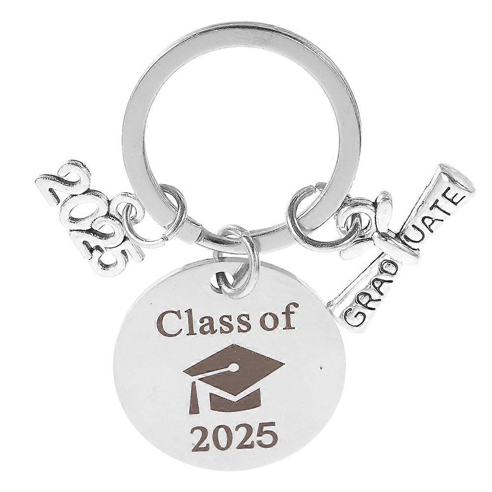 Inspirational Grad Key Holder Pendant Stainless Steel Keychain for Him or Her Class of 2025 Silver Keepsake 1Set