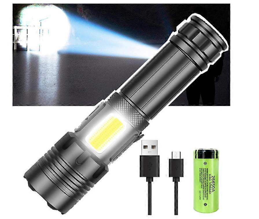Super Bright Torch,20000 Lumens Rechargeable LED Torch,Tactical Handheld Flashlights with COB Light,7 Modes Waterproof Adjustable Camping Torch(Black)