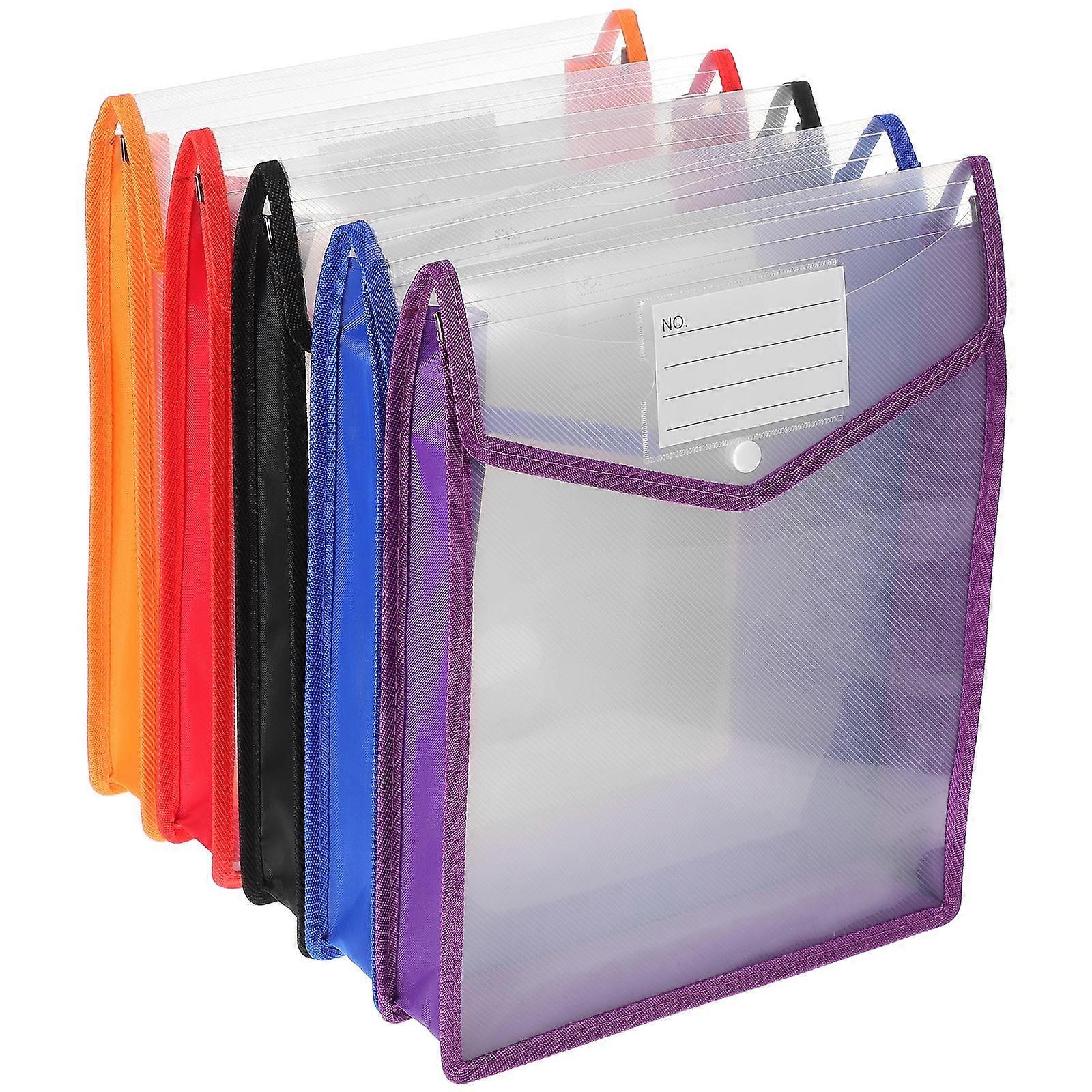 File Envelops Plastic Document Folder Organized Storage Red 5Pcs School Use