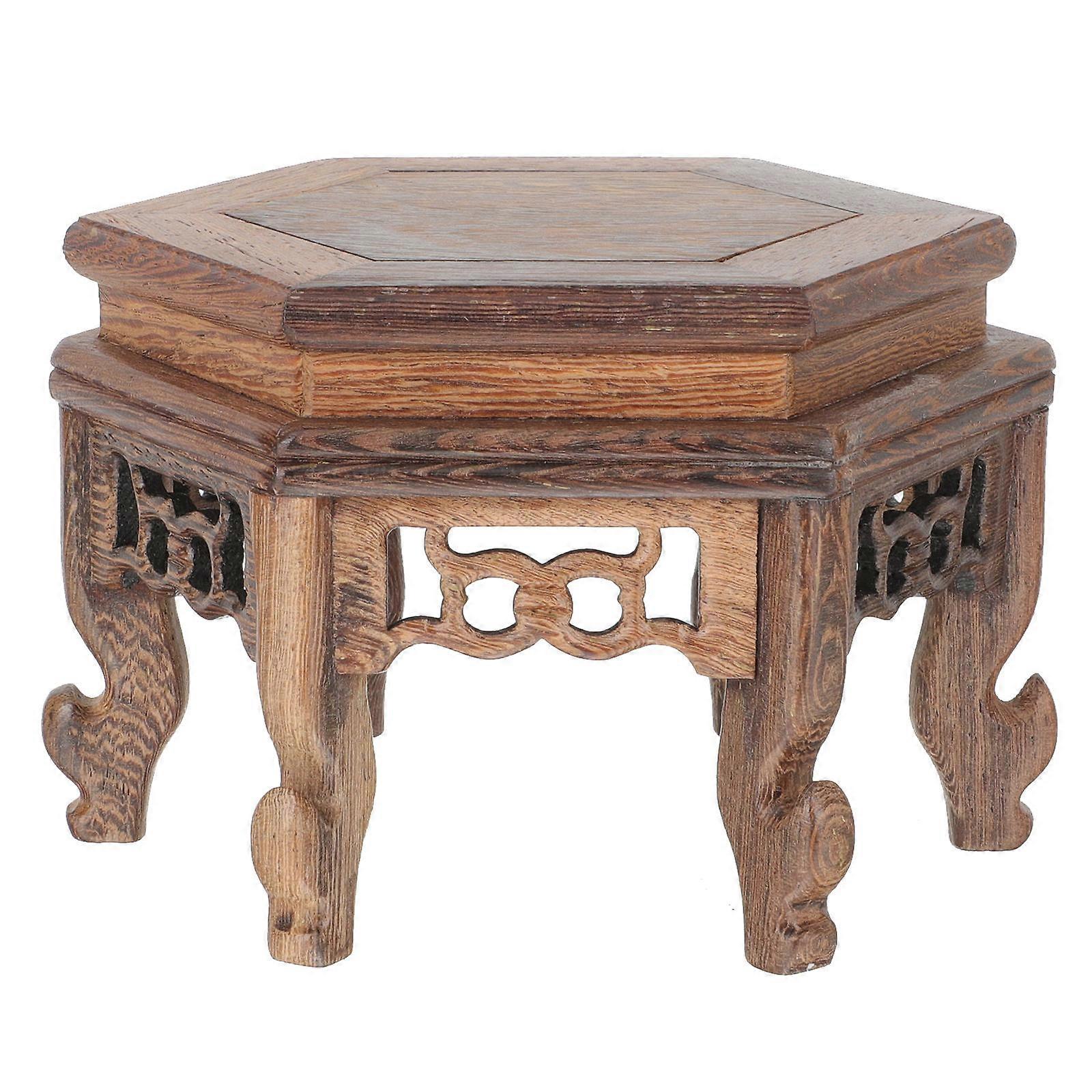 Decorative Stool Flower Pot Stand Homeowners Rustic Style 13.00X13.00X9.00CM Small Wood Stand 1Pcs