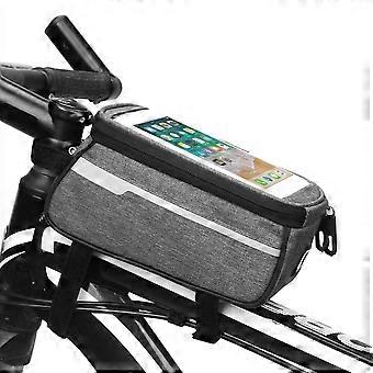 Torba rowerowa Telefon rowerowy Torba na przednią ramę Wodoodporna torba na kierownicę rowerową MTB z otworem na słuchawki Dotykowa kieszeń na telefon Kompatybilny telefon poniżej 6 "
