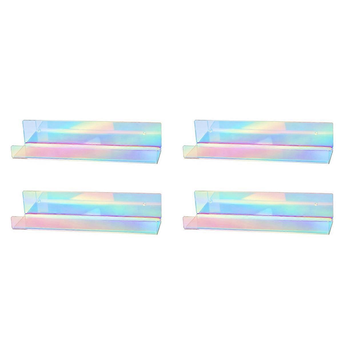 2Pcs Rainbow Acrylic Wall Mounted Floating Bookshelf