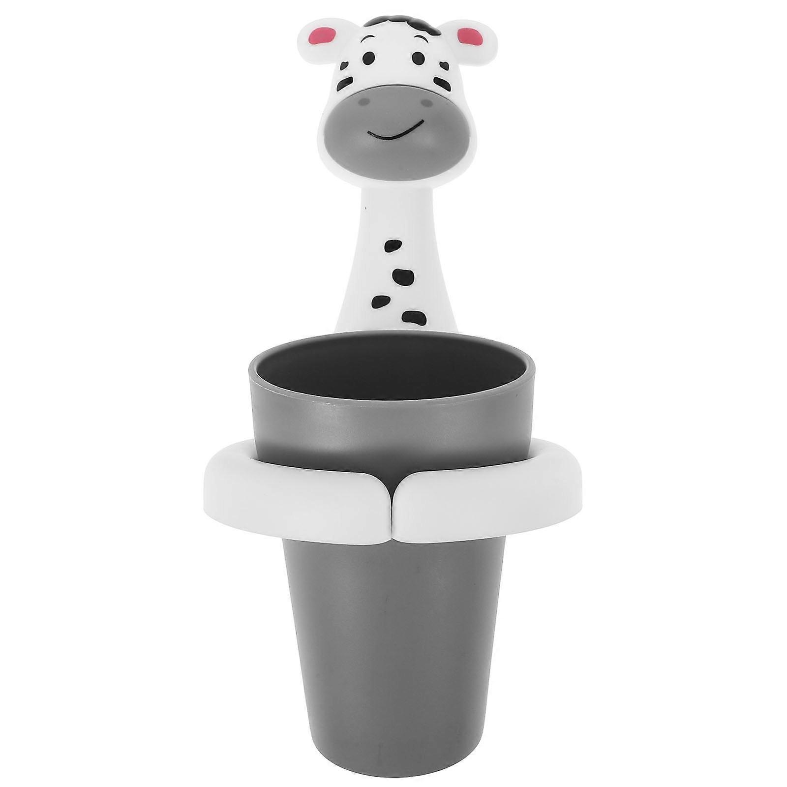 Wall-Mounted Bathroom Toothbrush Organizer Plastic Zebra Patterned Cartoon Design For Bathroom Use 1Pack