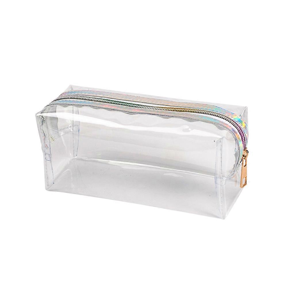 Multi-Compartment Toiletry Cosmetics Bag Portable Makeup Bag Transparent Square Bag Home Use 19x7x9 Cm Waterproof Pouch 1Set