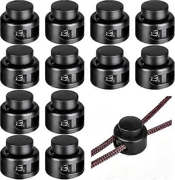 12 Pack Cord Stopper, Plastic Cord Stopper, Double Hole Cord Stopper, Spring Cord Lock, for Drawstring, Backpack, Fixing Shoelaces