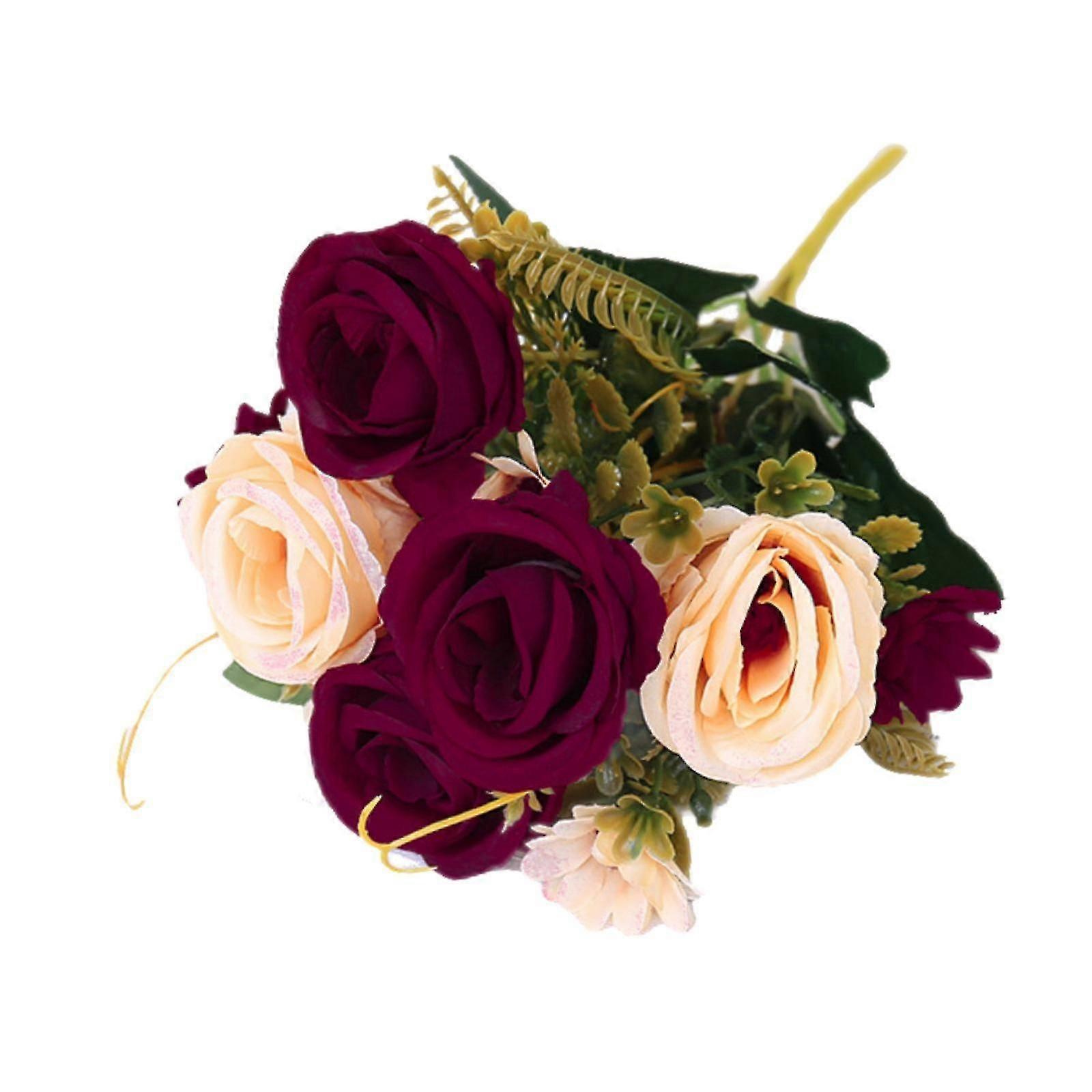 Artificial Silk Rose Flower Bouquet Faux Flowers for Party Arrangement Decor Orange