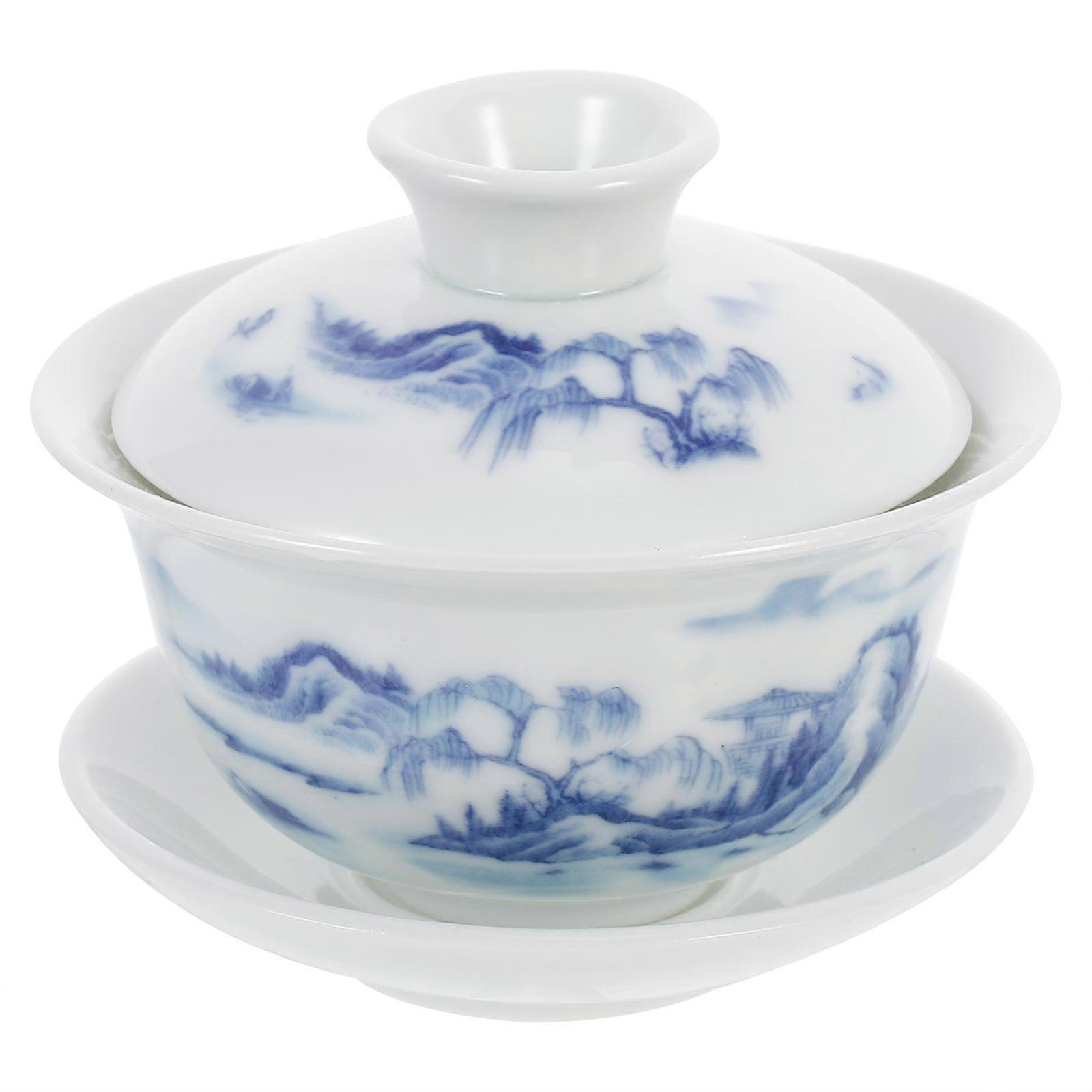 Kung Fu Teacup with Lid and Saucer Chinese Style Tea Service Set for Home Office