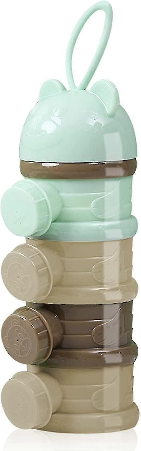 Portable stackable 4 compartment formula dispenser for baby bottles
