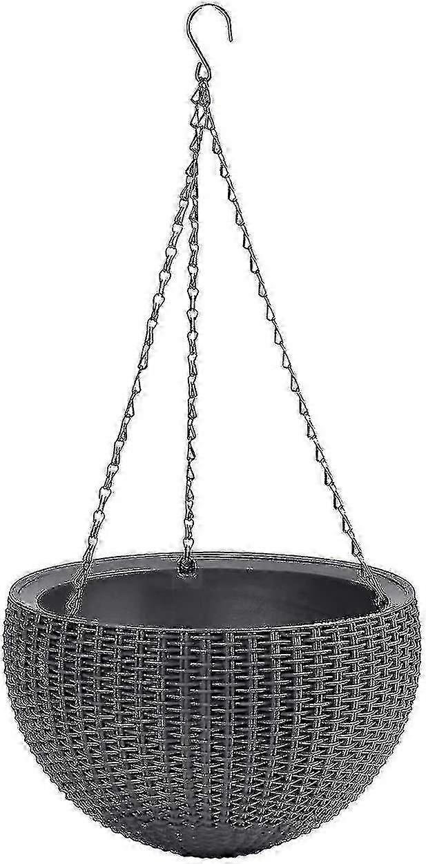 Hanging Planter, Rattan, Graphite Grey