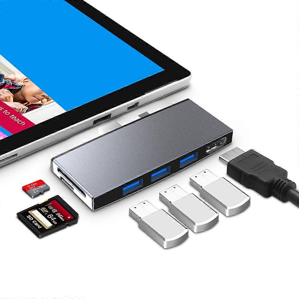 ROCKETEK SH759 USB3.0 Hub 4K HDMI USB Splitter Adapter SD/TF Card Reader pentru Microsoft Surface Pro 4