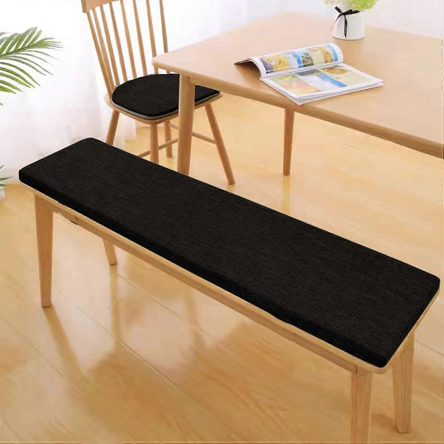 Custom Size Waterproof Soft Bench Cushion with Non-Slip Bottom, Comfortable Black Chair Pad for Indoor Outdoor Use 90x35x3cm