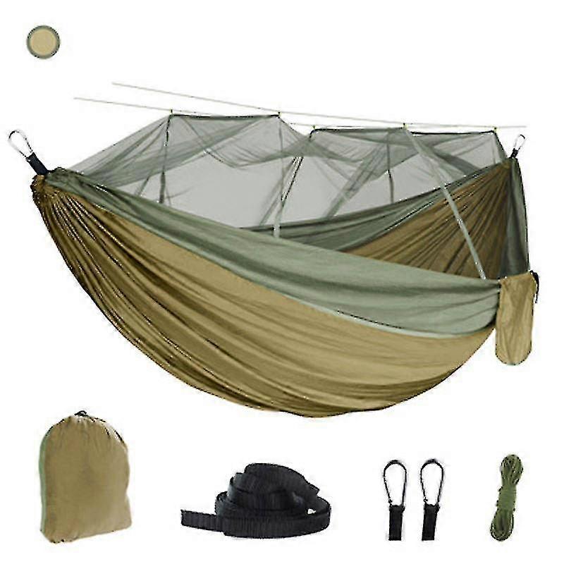 Portable Double Hammock with Net, 2-Person Tent Hammock with 2*10ft Straps for Outdoor Hiking and Travel