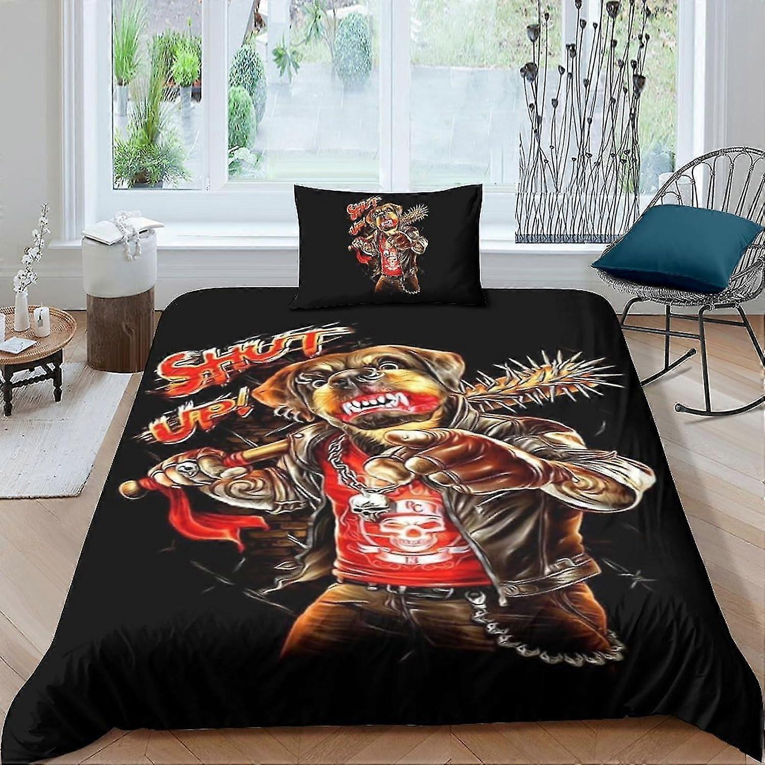 3D Digital Print Animal Bedding Sets for Dogs, Soft Microfiber 3Pcs Quilt Cover with Zipper Closure