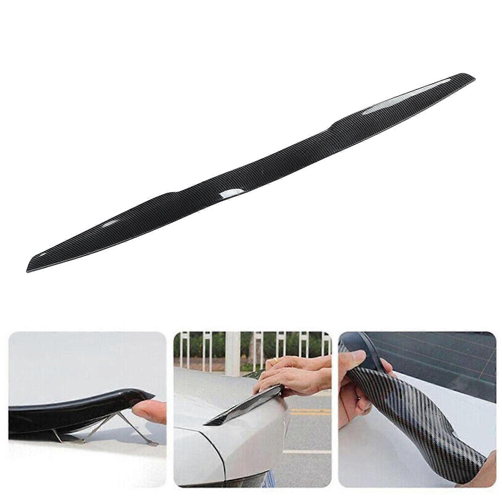 Rear Trunk Spoiler 45in Glossy Carbon Fiber Style Trunk Lid Spoiler Tail Trunk Lip Molding Trim Universal Fit