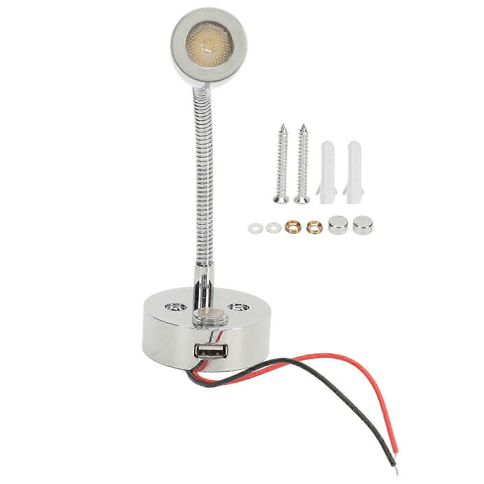 Adjustable Brightness LED Reading Light with Touch Control for Indoor Use, Suitable for Boats and Yachts, DC10 to 30V Chrome