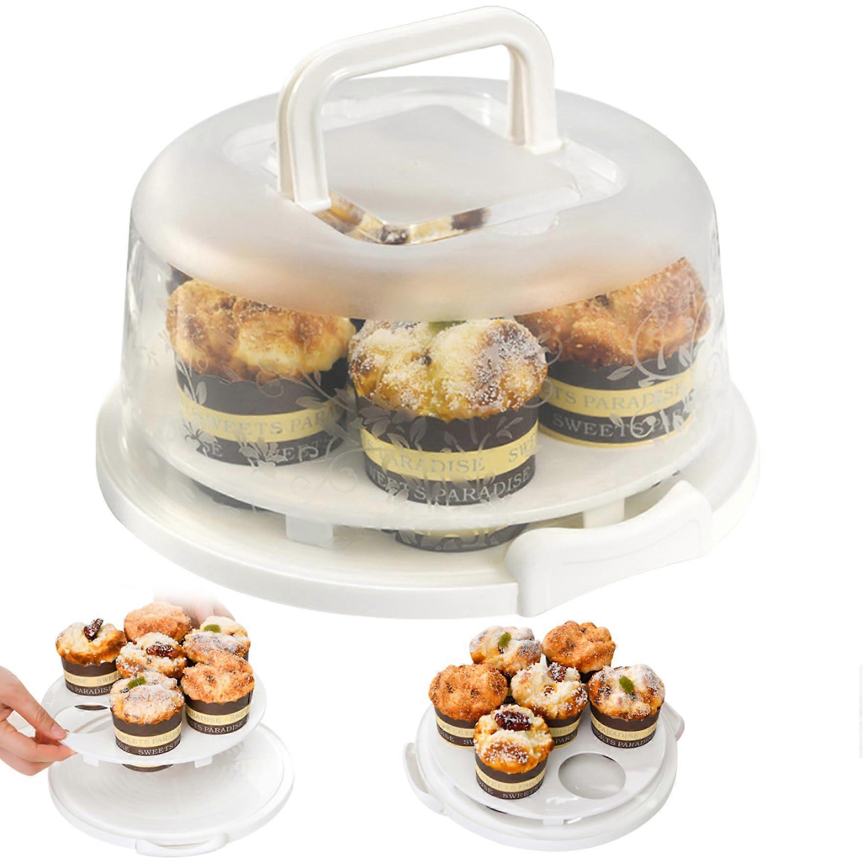 Cupcake Holder Holds 7 Cupcakes, BPA Free Plastic Carrier, Portable Clear Cake Carrier With Lid And Handle, Buckle Lock