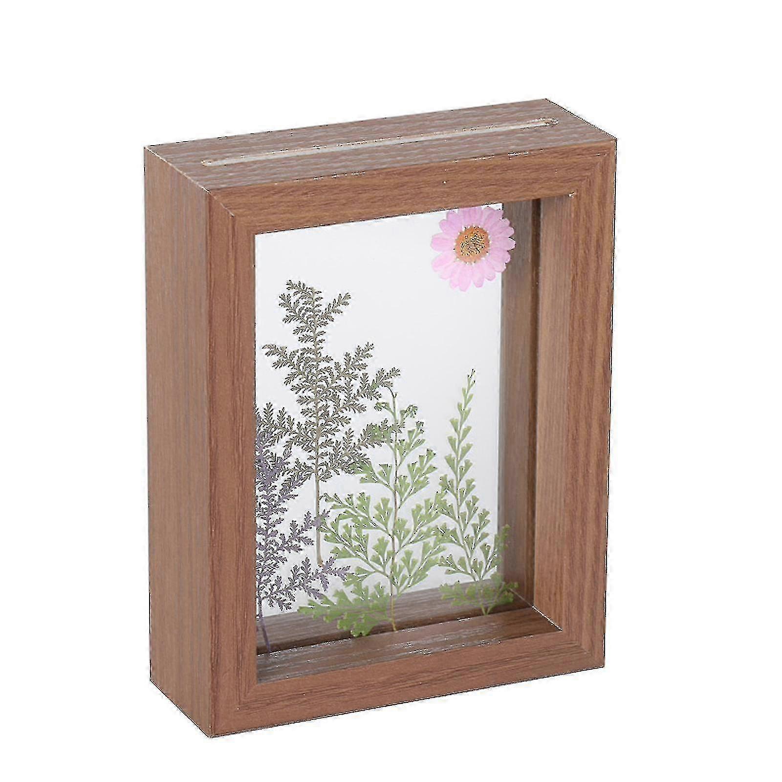 Double Glass Side Floating Photo Frame for Table Top and Wall Hanging, Showcases Pictures