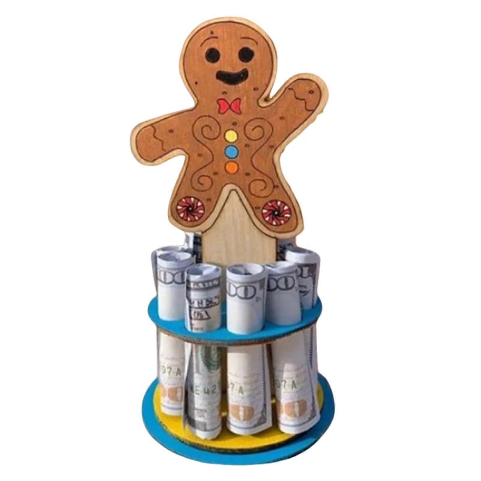 Wooden Christmas Wallet for Cash | Double-Layered Christmas Tree Design, Multiple Holes, Snowman Style
