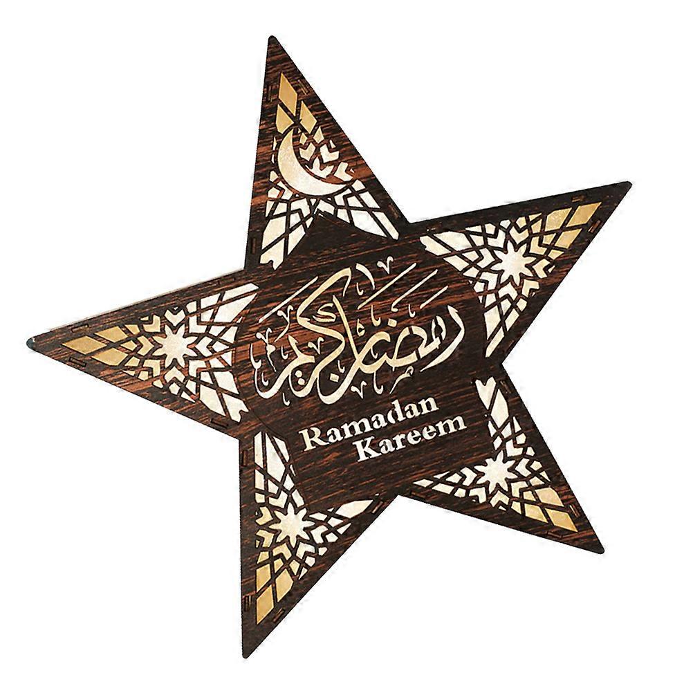 Eid Mubarak Table Decorations Star Shape Night Light 15.4×15.4×2.2in Density Board Material For Home Decoration 1Pcs