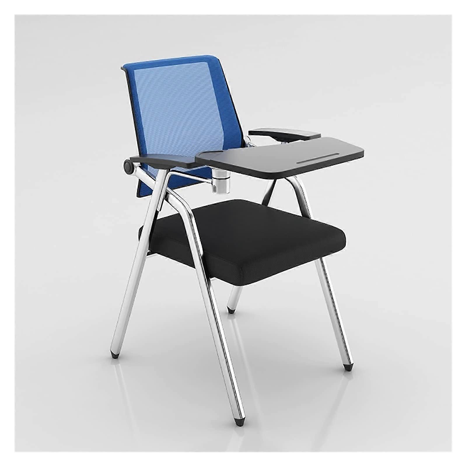 Office chair for students, mesh fabric, with lumbar support and foldable desk attachment, green (blue, onesizefitsall)