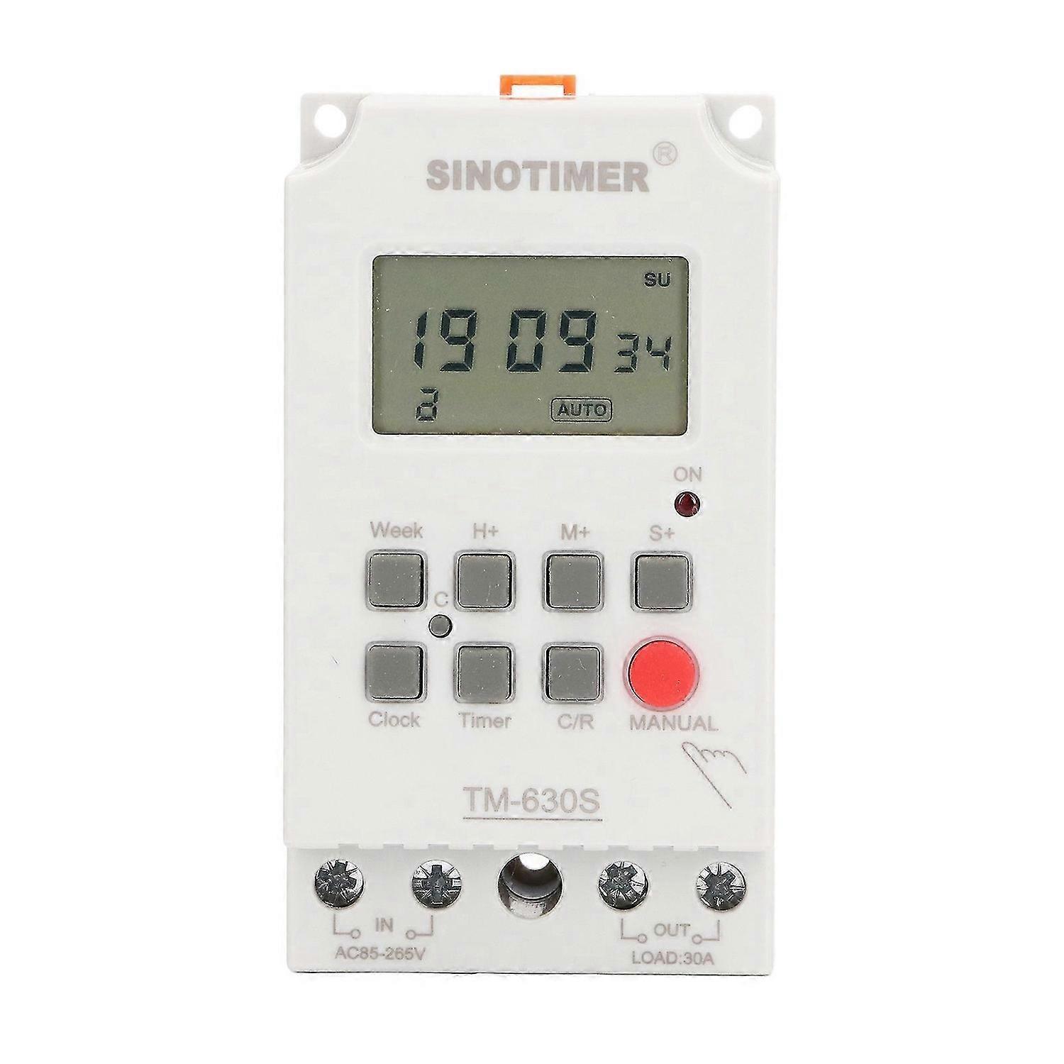 Second Setting Digital Timer Switch ABS 7 Day Programmable Memory Backup Timing Switch AC85265V 30A