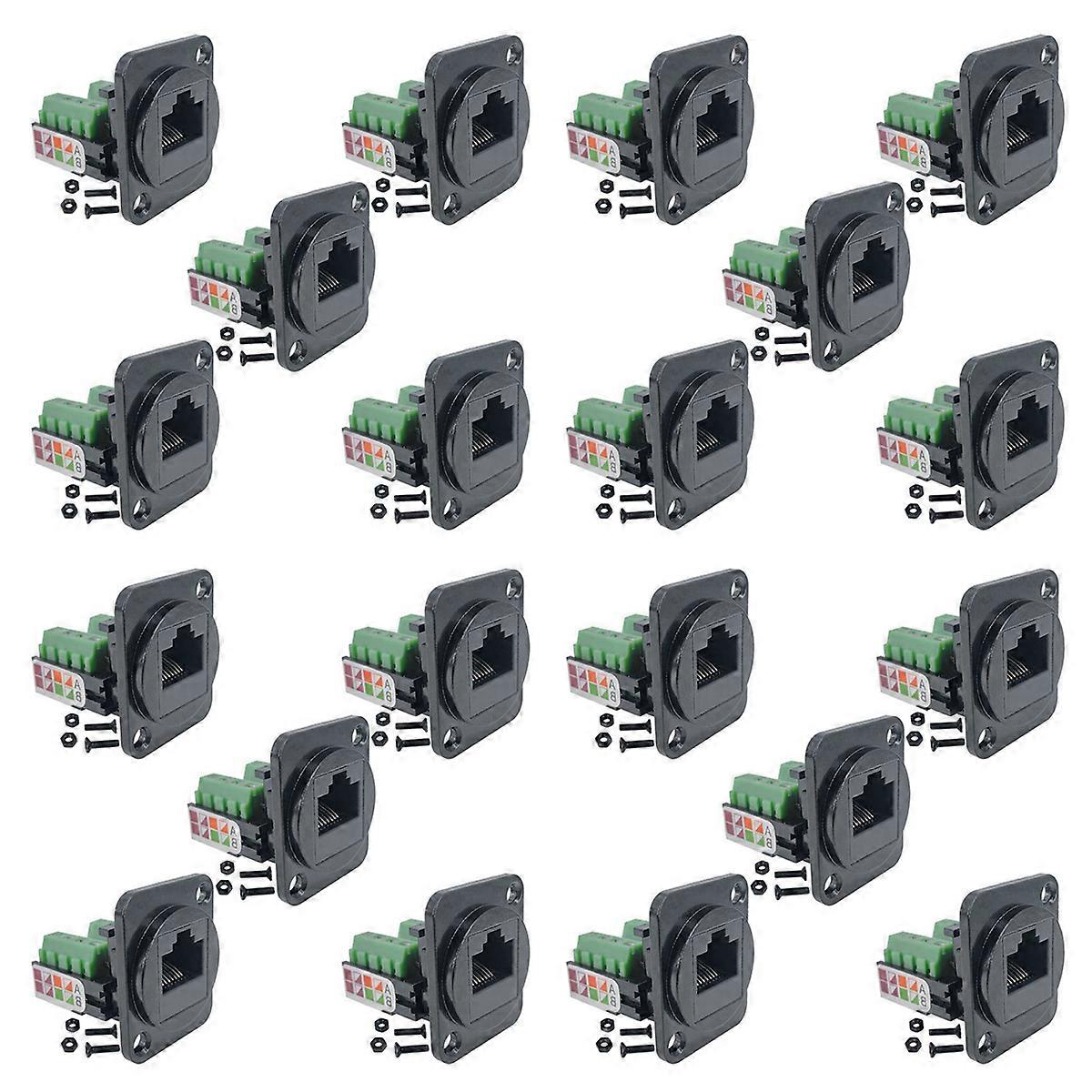 5PCS RJ45 Female Panel Mount Screw Terminal Adapter