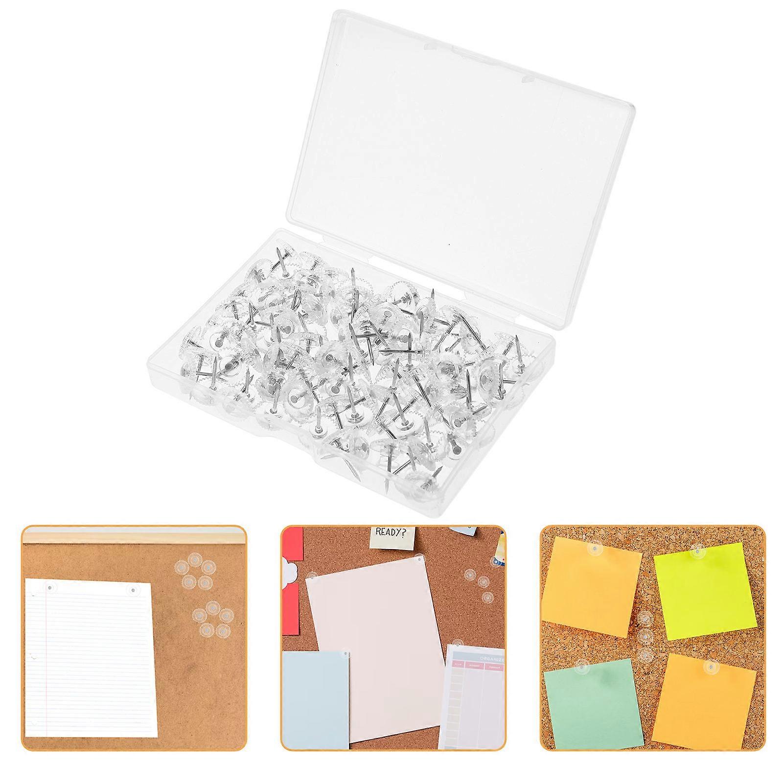 Clear Push Pins for Cork Boards 2 Boxes, Lightweight Wall Tacks for Office, School, Photos, Maps & Craft Projects, Easy to Store