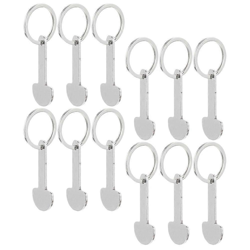 Trolley Tokens Keyring Portable Trolley Openers Shopping Cart Unlocking All Kinds of People Silver 7X2.6X0.2CM 12Pcs