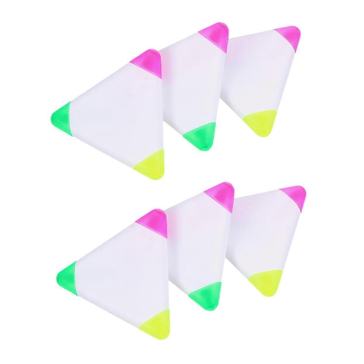 6Piece Triangular Highlighter Set, Creative Marker Pens for Office, School, and NoteTaking, SmudgeProof for Porous Surfaces