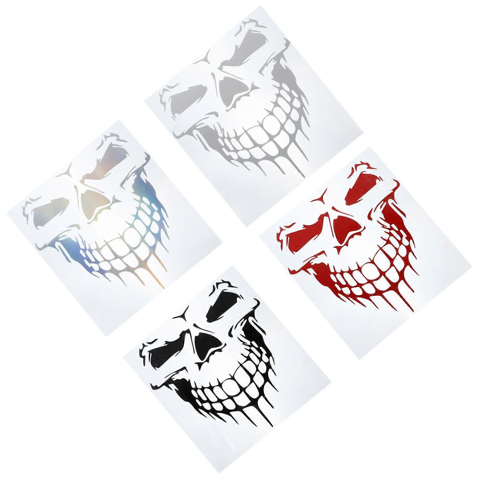 Cool Different Skull Decal For Cars White 11.8×11×0.1in 4Pcs