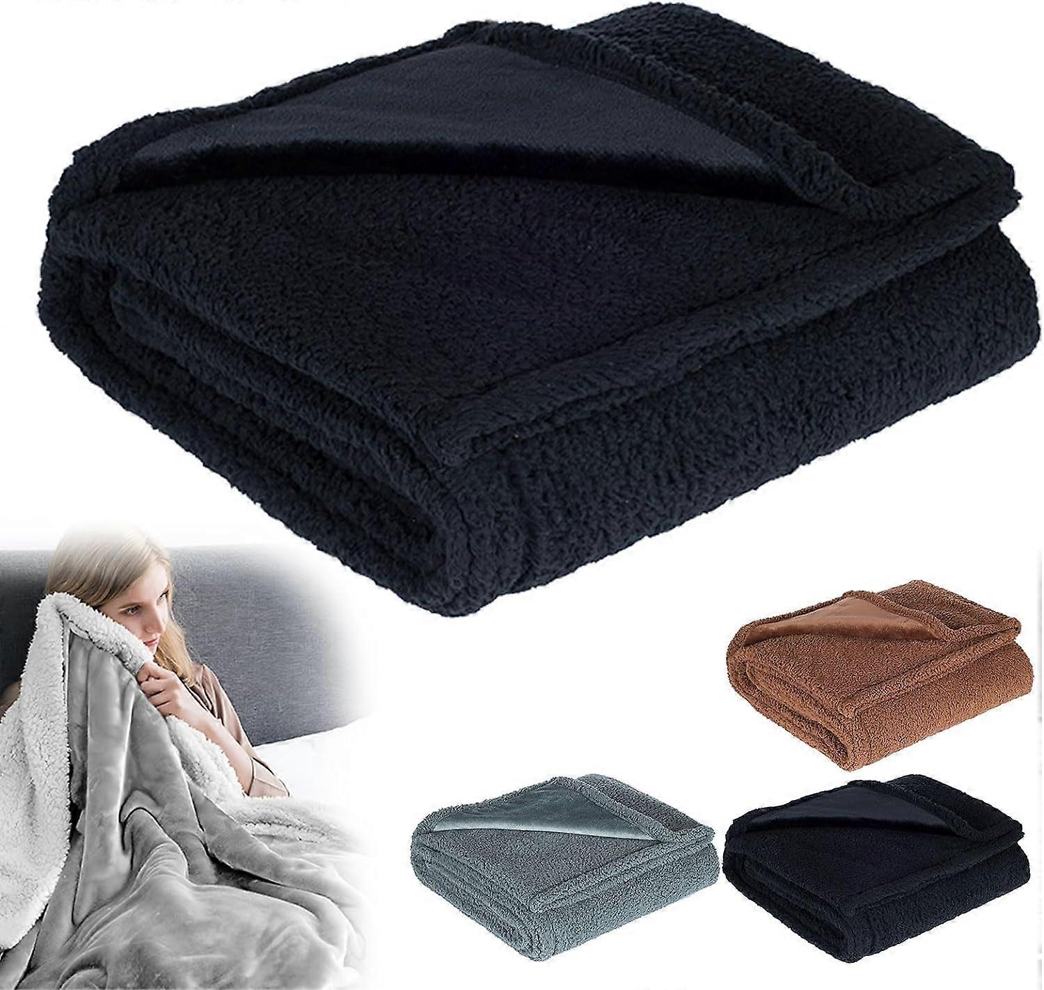 Waterproof Double-Sided Fluffy Blanket for Couples - Soft Fleece Pet Blanket for Dogs and Cats, 71 x 100 cm, Black