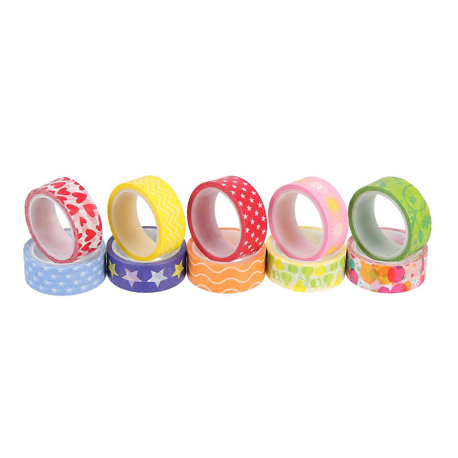 Tapes for Scrapbooking Christmas Theme Decorative Paper Tapes Sticky Holiday Decorations 6.09X1.57X1.57IN 10 Rolls Per Set