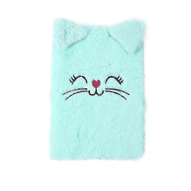 Cute Cat Face Plush Diary with Lock & Key - A5 Lined Hardcover Secret Notebook Journal for Creative Writing & Keepsakes