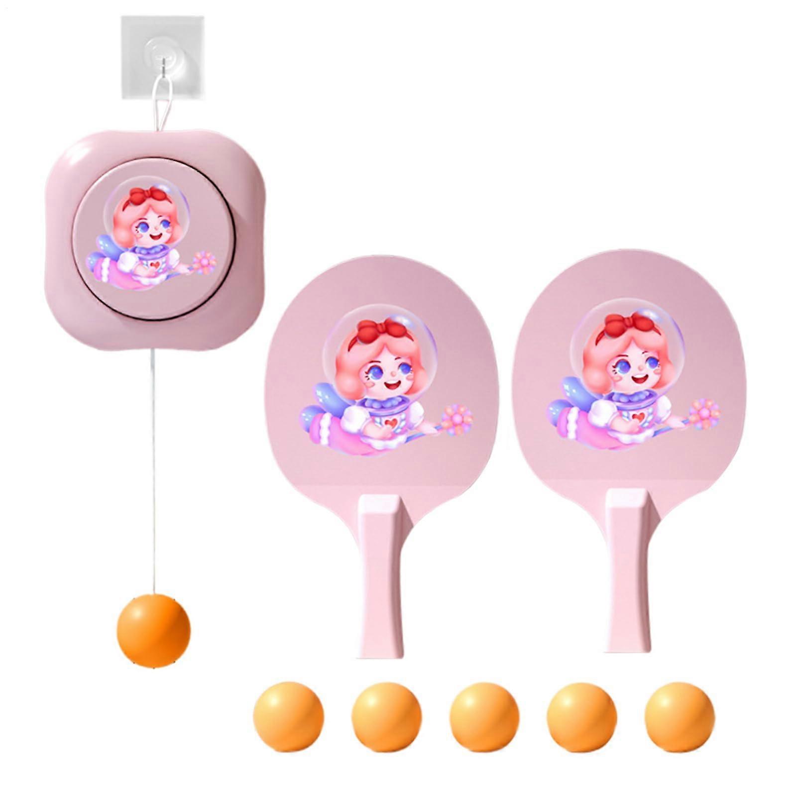 Door Table Tennis Game for , Table Tennis Set, Adjustable Trainer Set  Pink