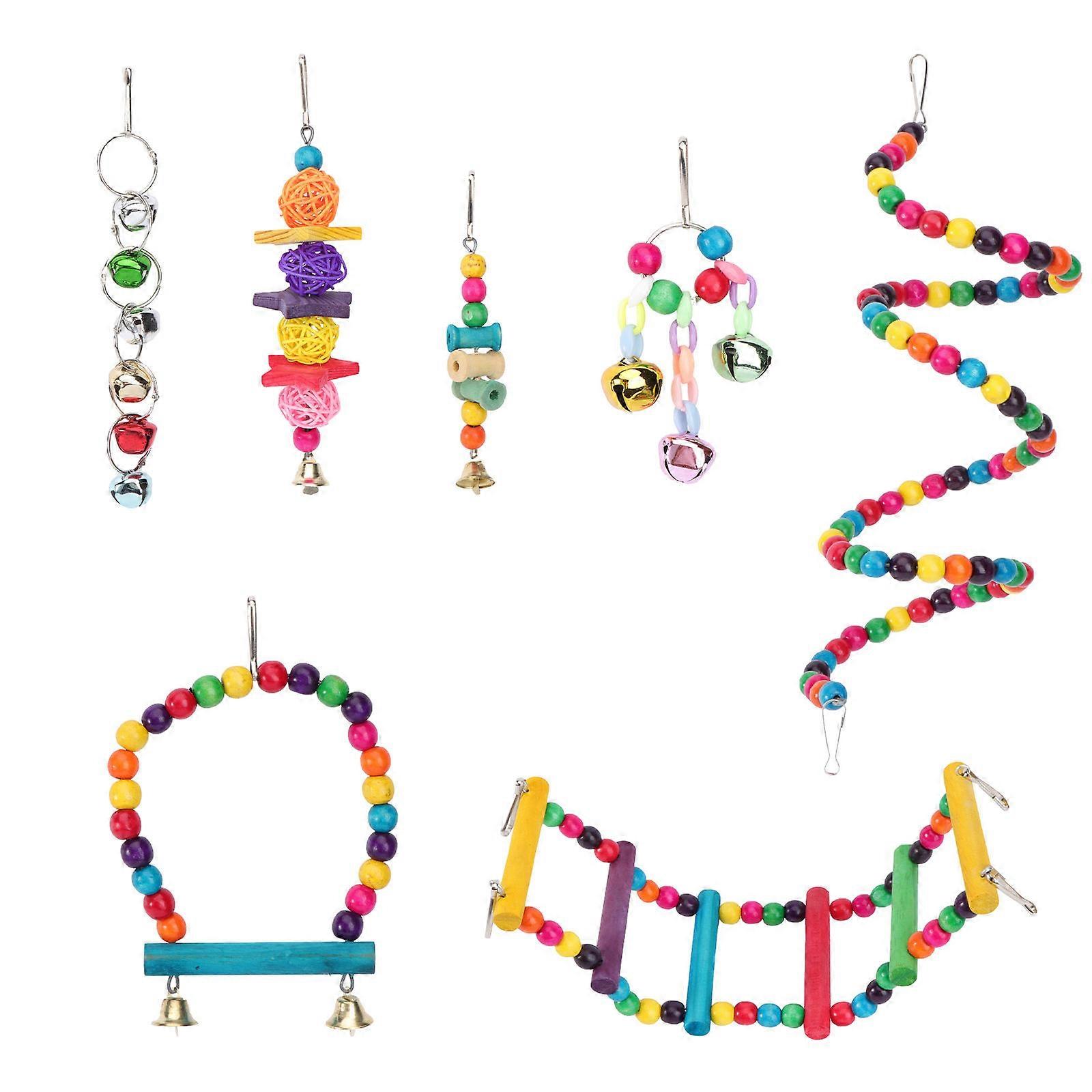 1 Set Parrot Safe Wooden Chew Toy for Bird Entertainment & Intellectual Stimulation – Hanging Swings & Bridges for Caged Birds