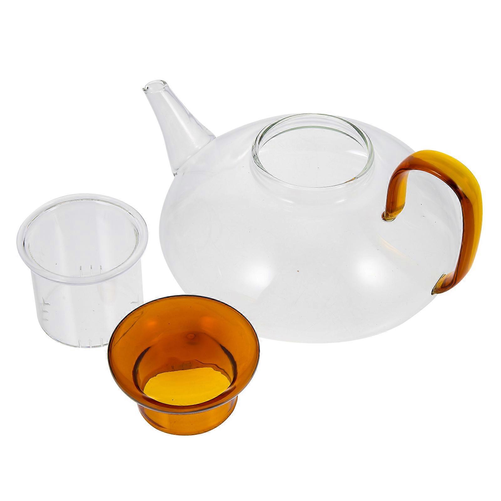 Square Base Round Body Glass Teapot Practical Use For Coffee Brewing 15x15x9.5cm 1Pack