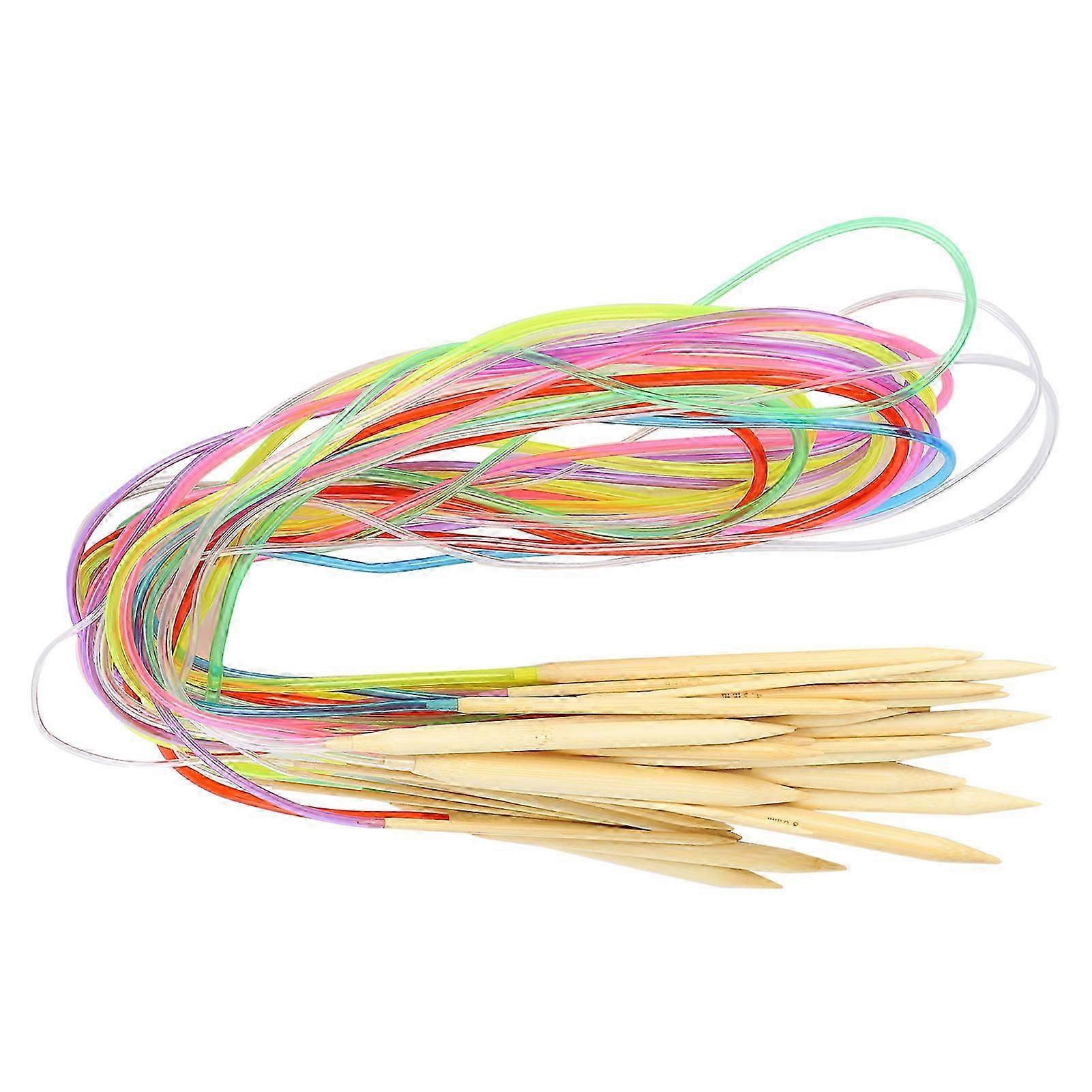18Pcs Circular DoublePoint Bamboo Color Flexible Tube Knitting Tool Set (120cm)