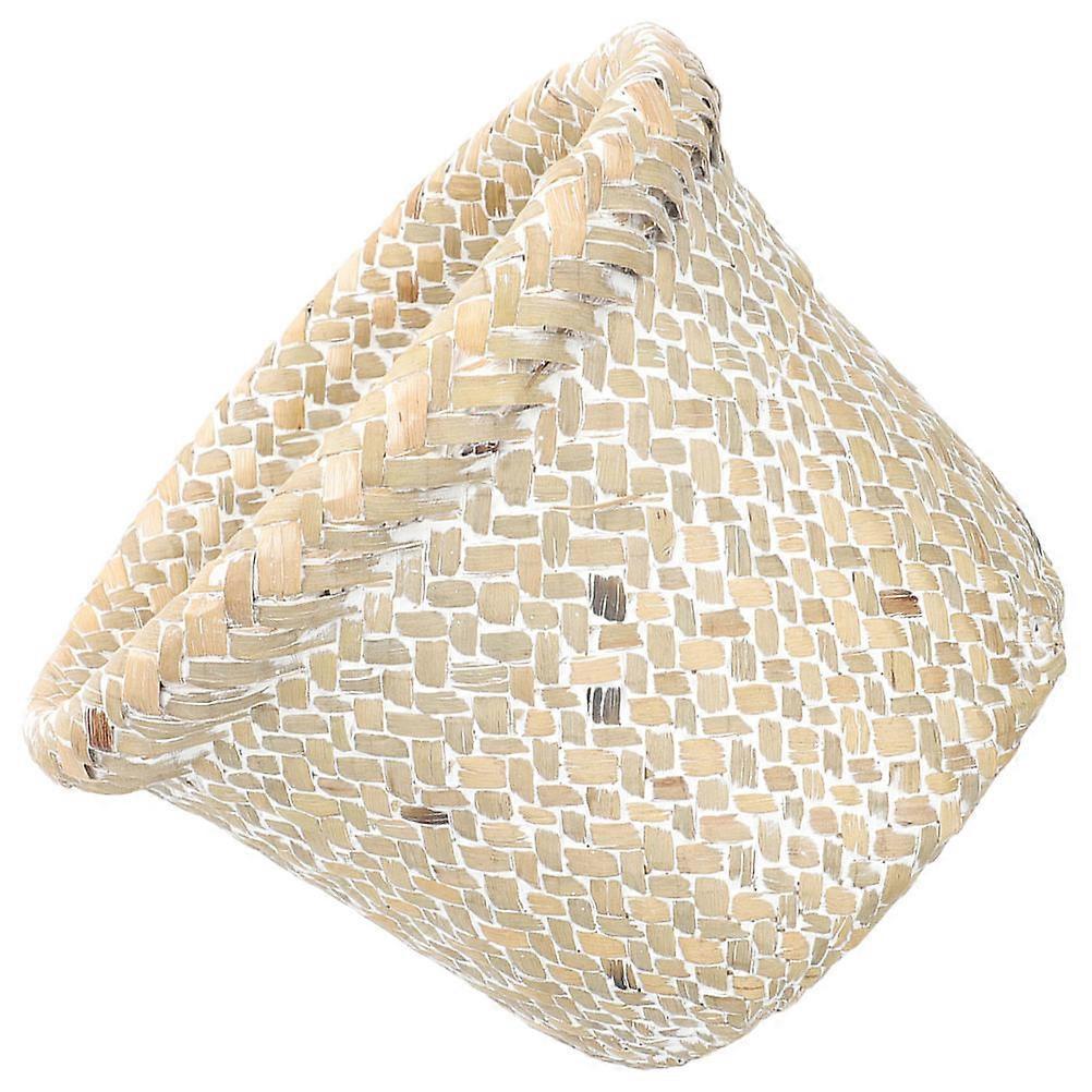 White Woven Trash Basket for Storage Use Made of Synthesis Material Perfect for Home Organization 9.84x6.69 Inches