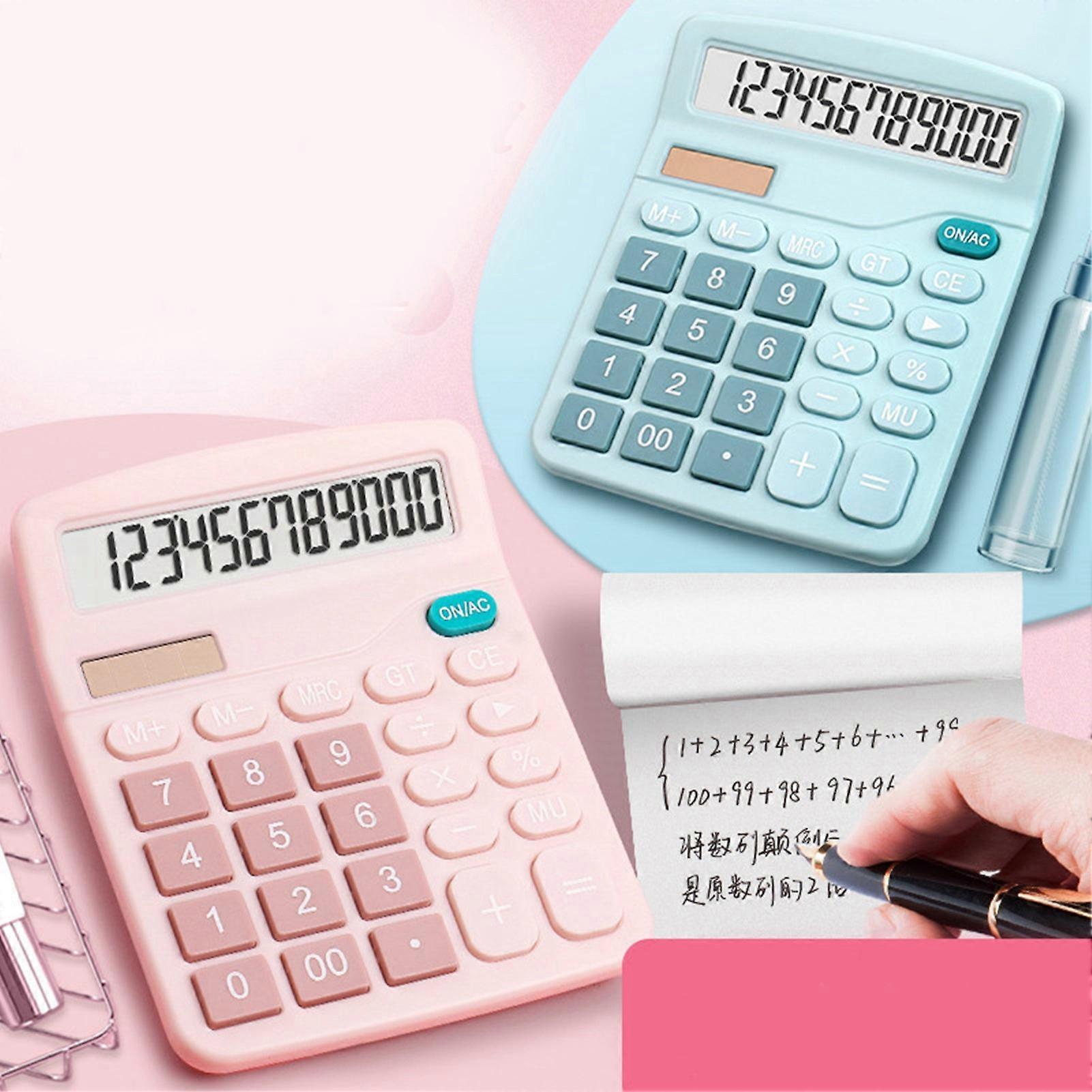 Desktop Calculator Standard 12 Digit Solar and Battery Dual Power Students Calculator for Office School Home Business Blue