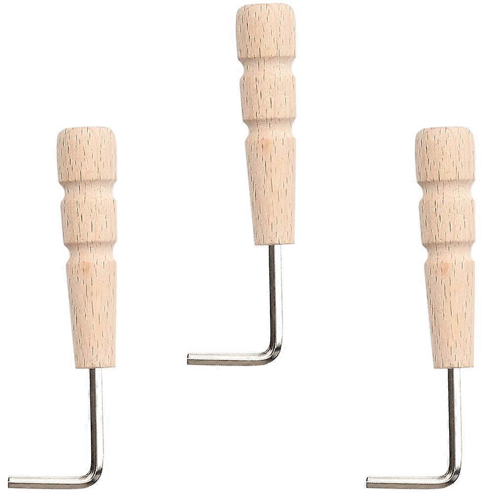 Wooden Handle Wrench 3Pcs Khaki Guitar Wrench Tool for Guitar Precise Adjustment
