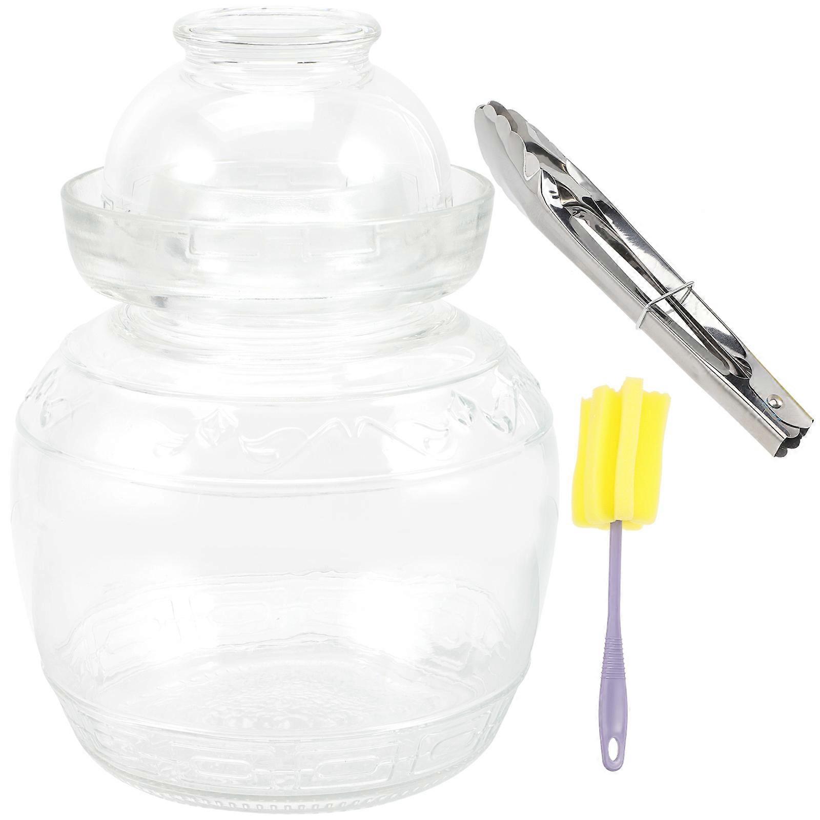Glass Container for Pickle Storage 2pcs Bottle Jar Kitchen Grain Holder