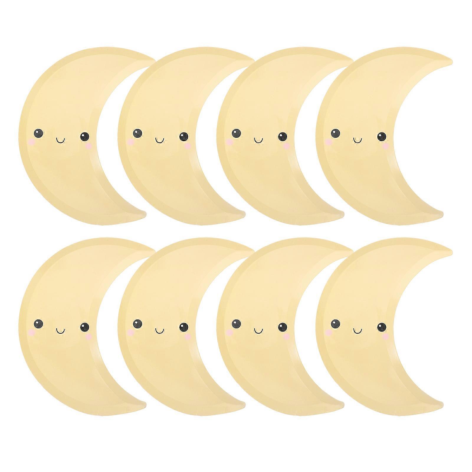 Kids Paper Moon Shaped Design Birthday Parties Outer Space Decorations 8Pcs